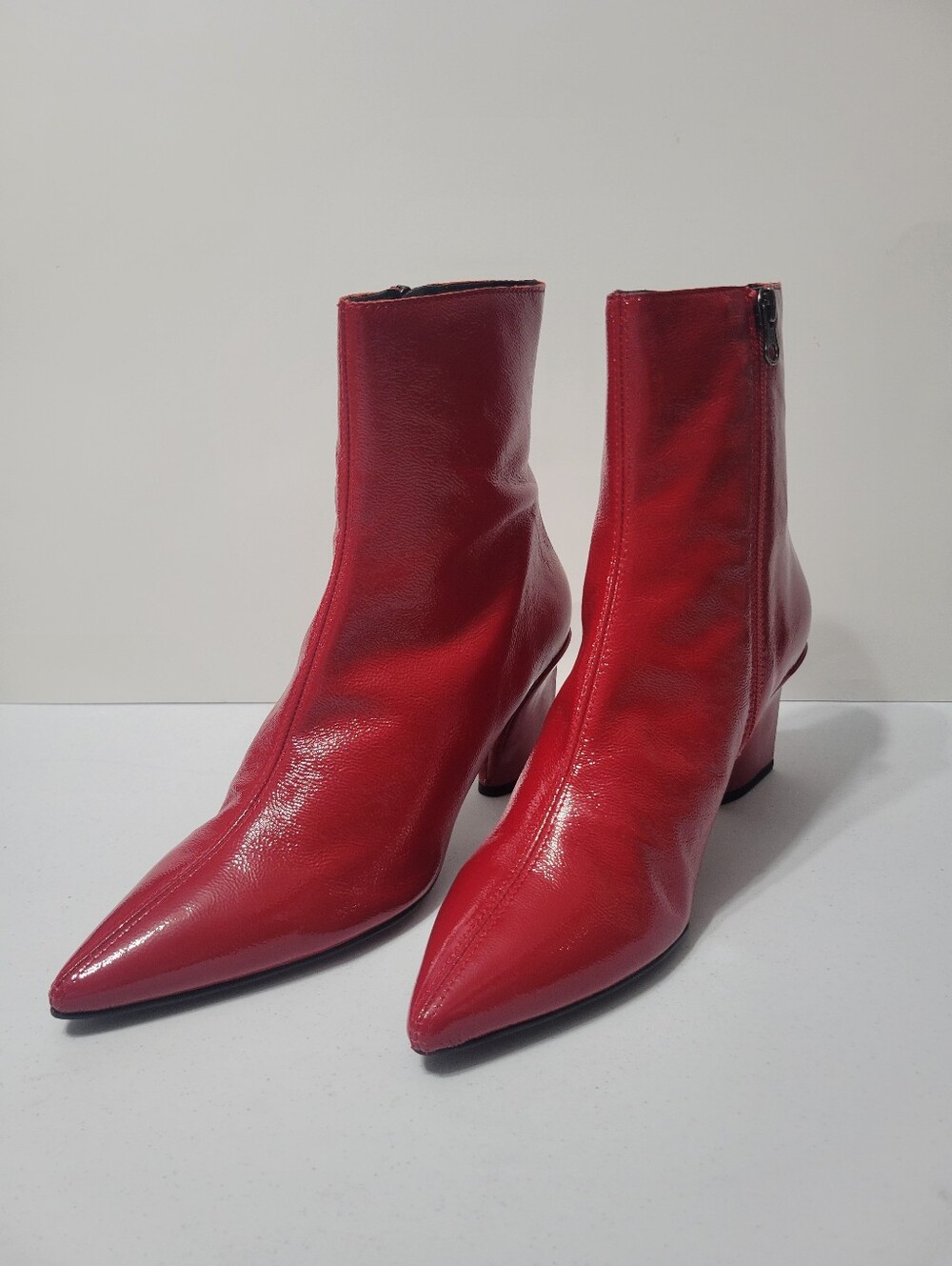 L'INTERVALLE Red Patent Leather Ankle Boots Size 40 NIB